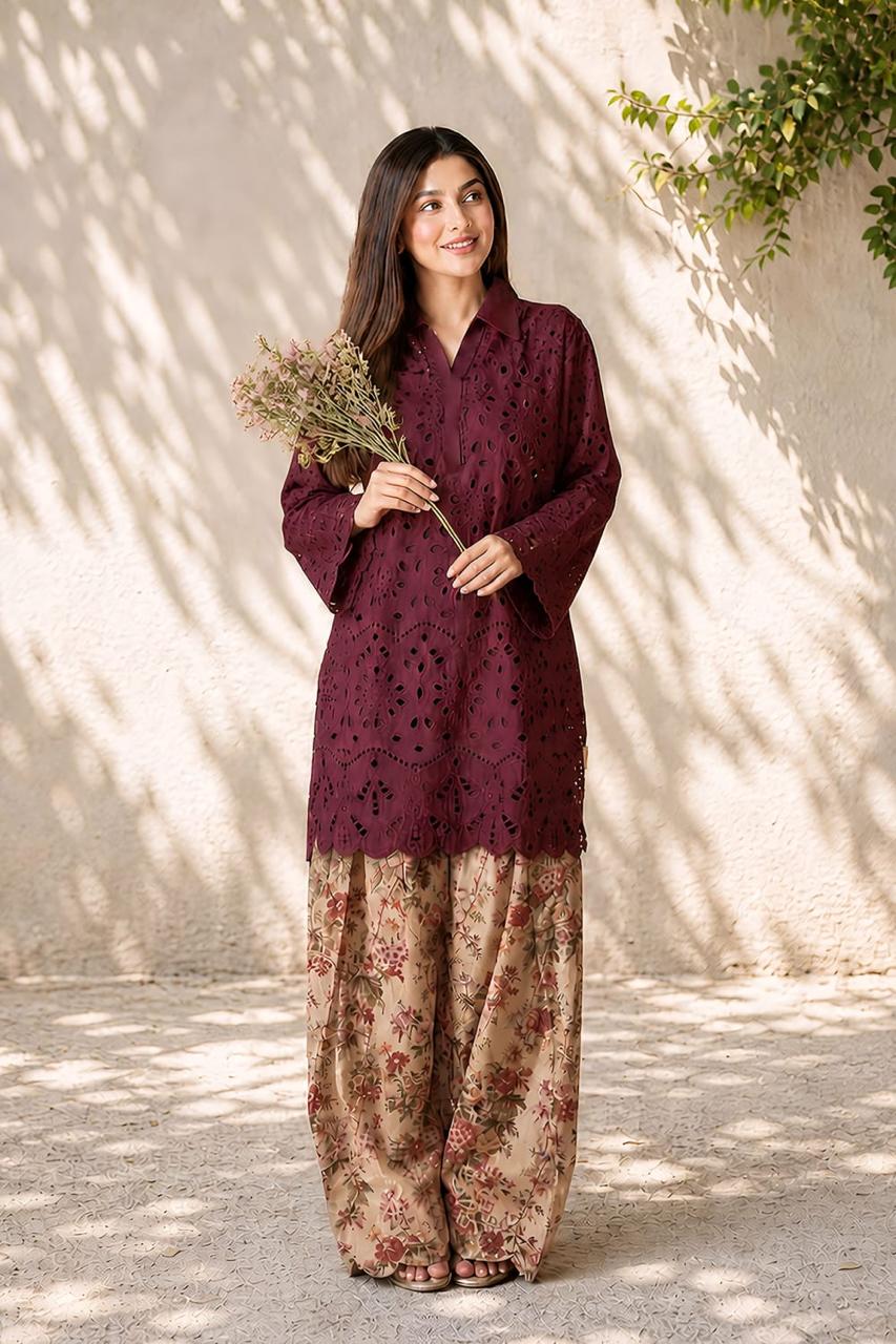 indian chikken kari kurti with Farsi Shalwar