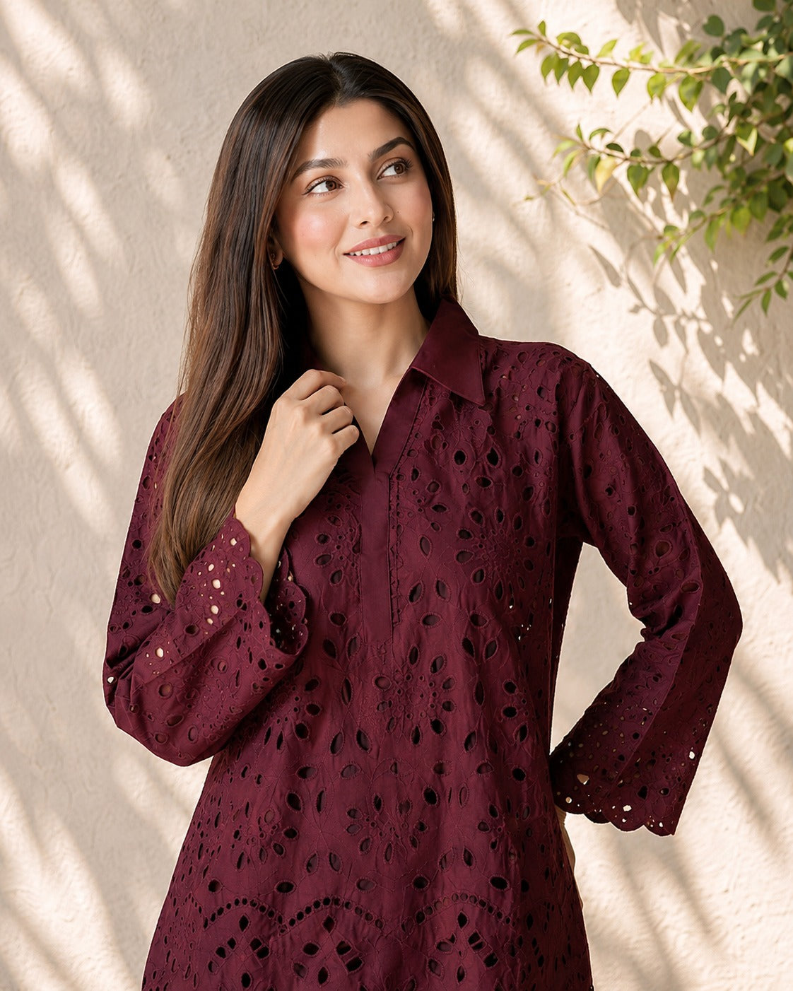 indian chikken kari kurti with Farsi Shalwar