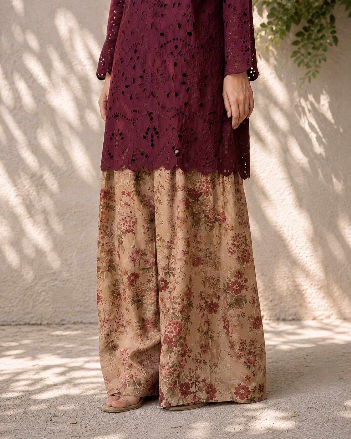 indian chikken kari kurti with Farsi Shalwar