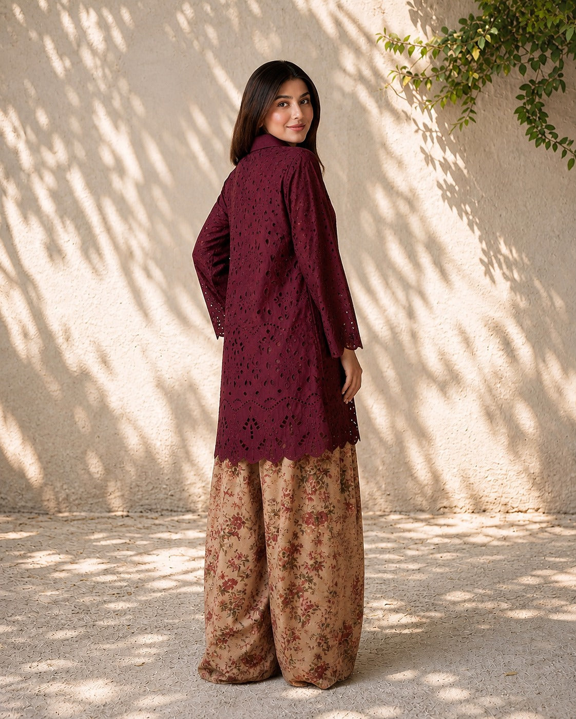 indian chikken kari kurti with Farsi Shalwar