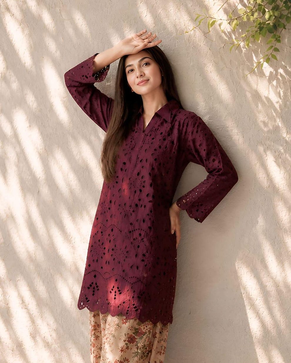 indian chikken kari kurti with Farsi Shalwar