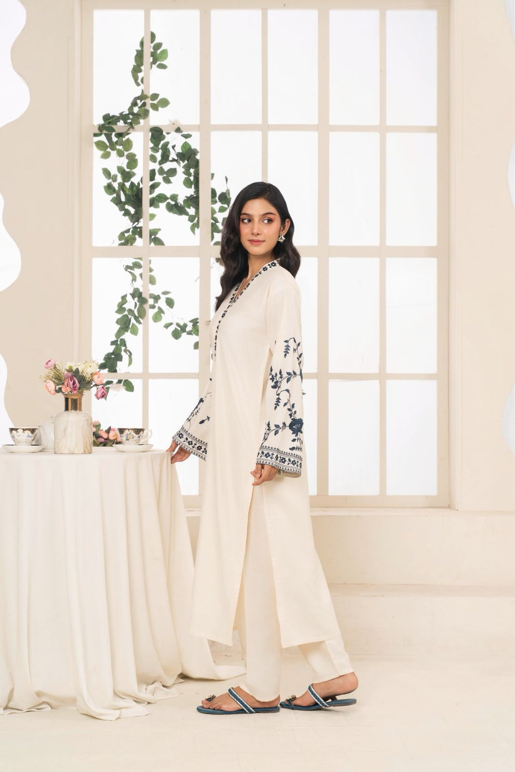 White Embroidered 3PC