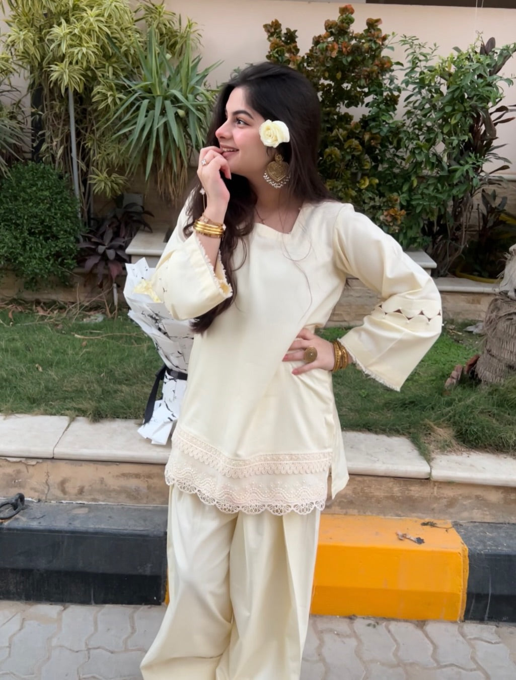 Tulip White Furshi Shalwar