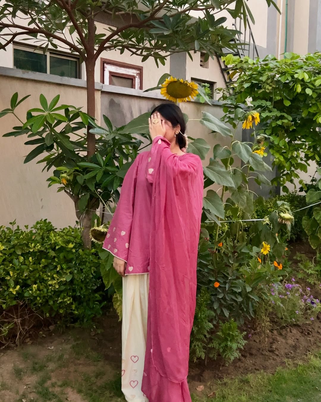 Pink-Heart Embroidered 3pc