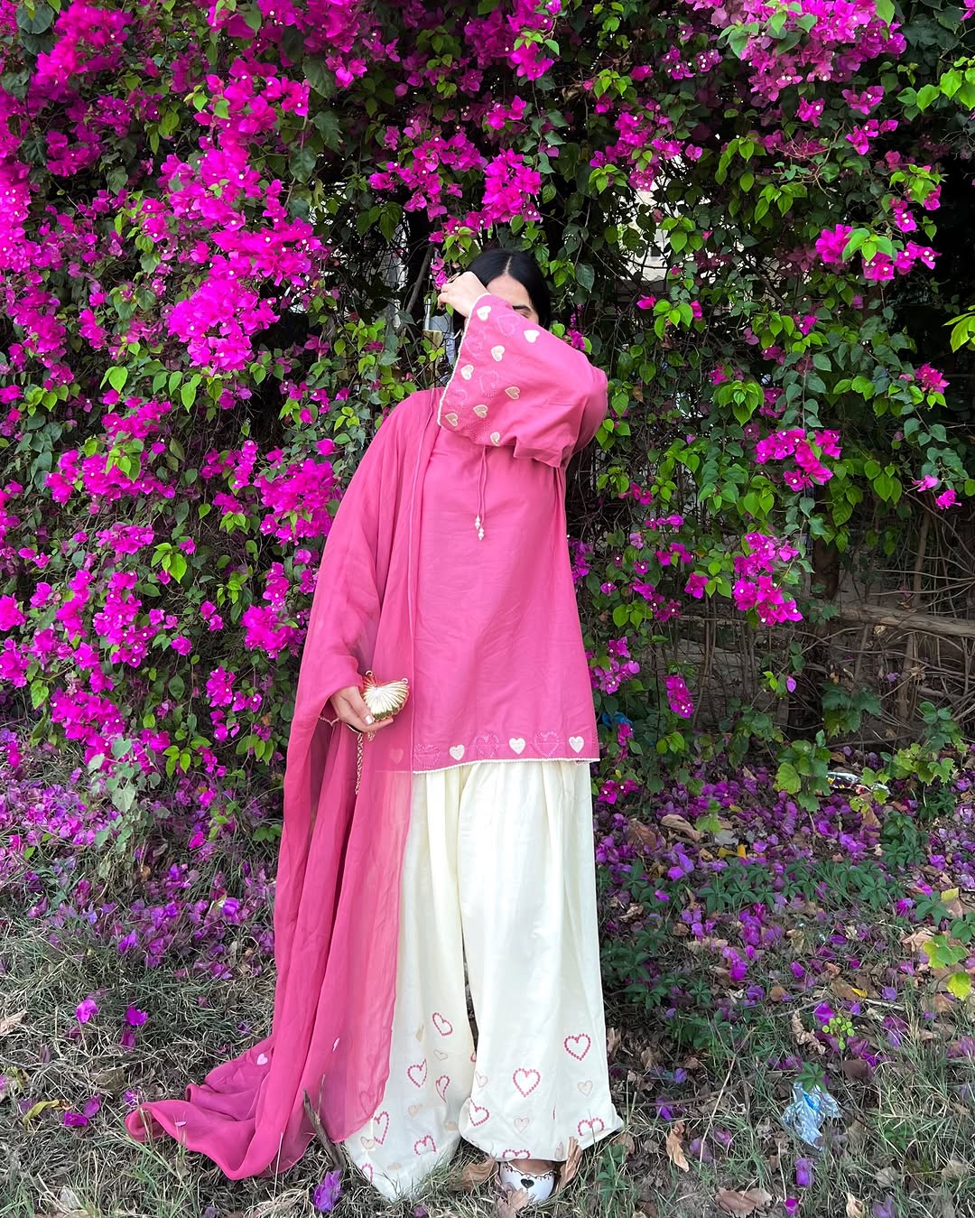 Pink-Heart Embroidered 3pc