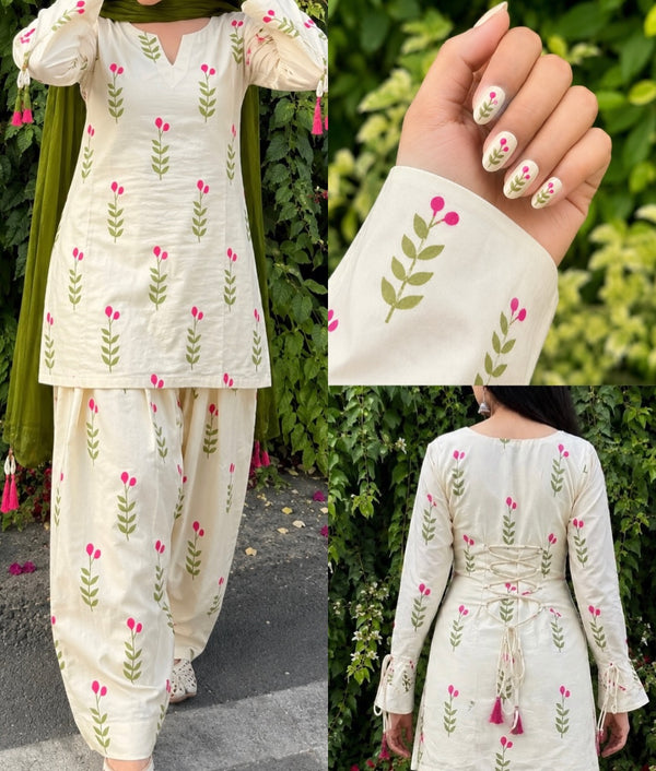 Indian Kurti With Farshi shalwar  3pc stitch