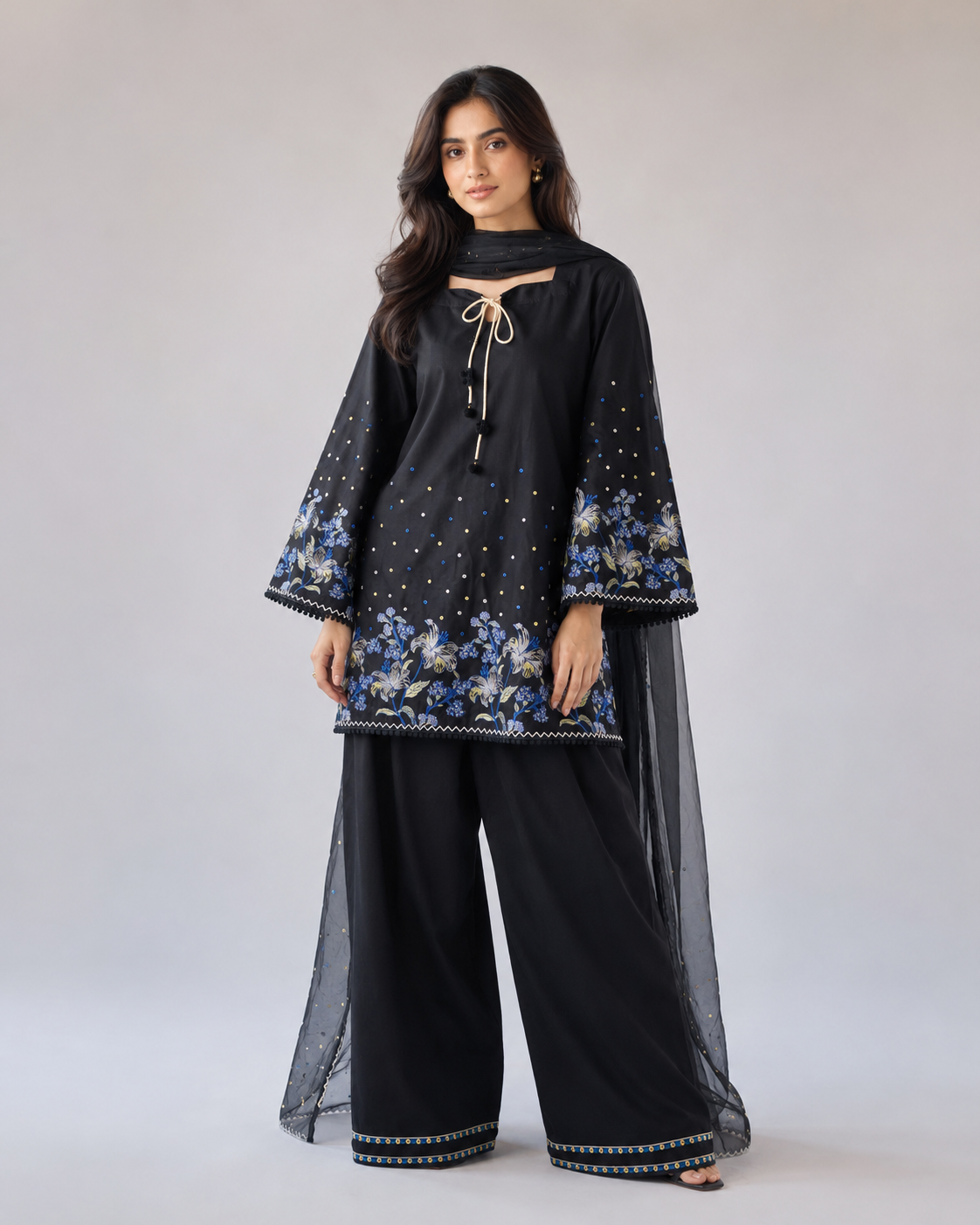 Osen Black Embroidered 3pc